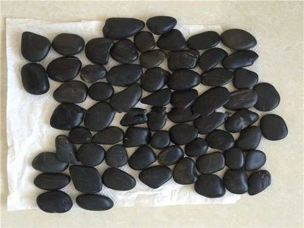 black pebble tile mosaic