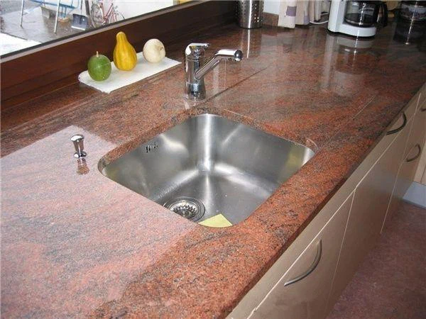 India  multicolor red granite kitchen top