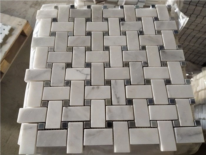 Wit marmeren basketweave-mozaïek