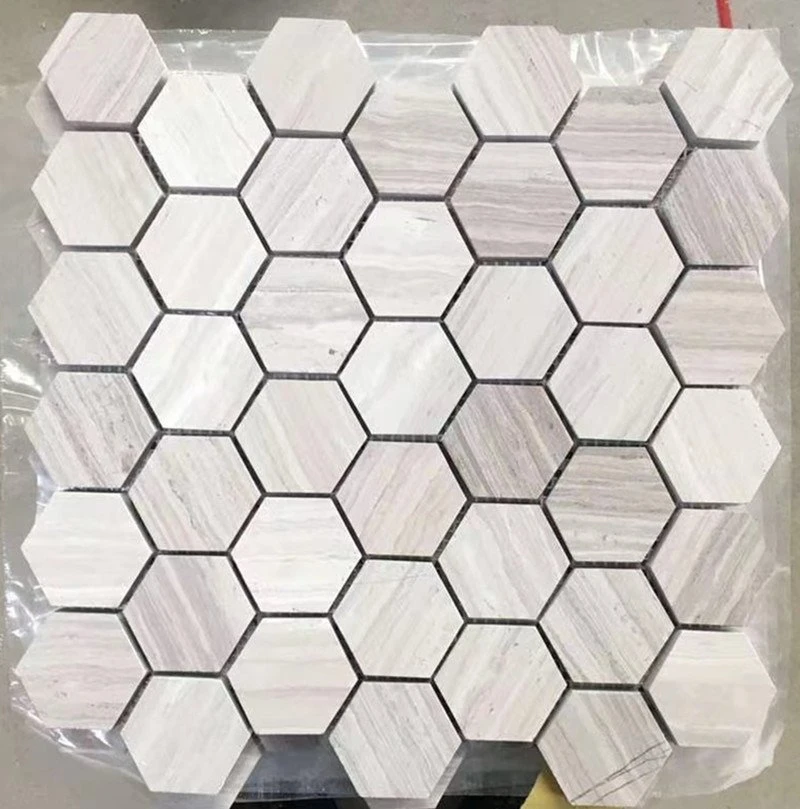 Houten wit marmeren mozaïek zeshoek