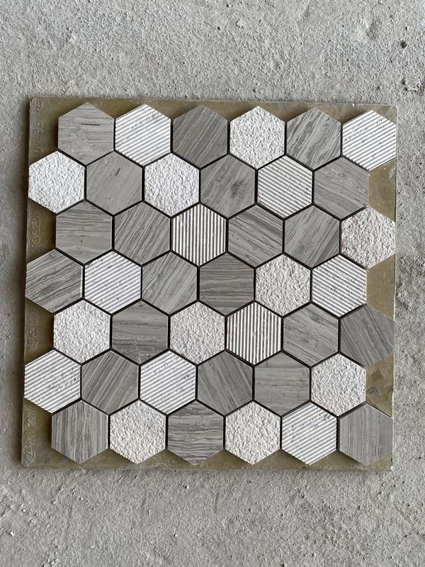 Wooden Marble Mosaic Hexagon