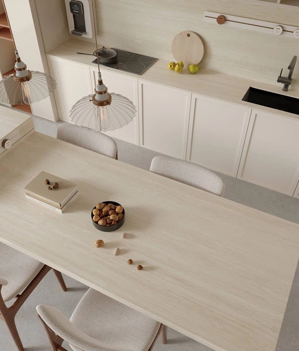 Beige Travertine Sintered Stone Island