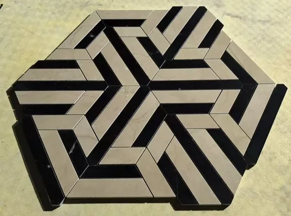 Zwarte marmeren mozaïekbloemtegel