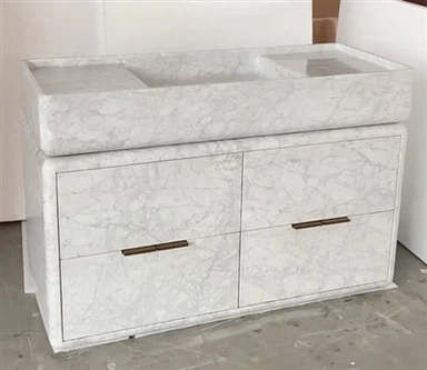 Witte marmeren badkamerkast