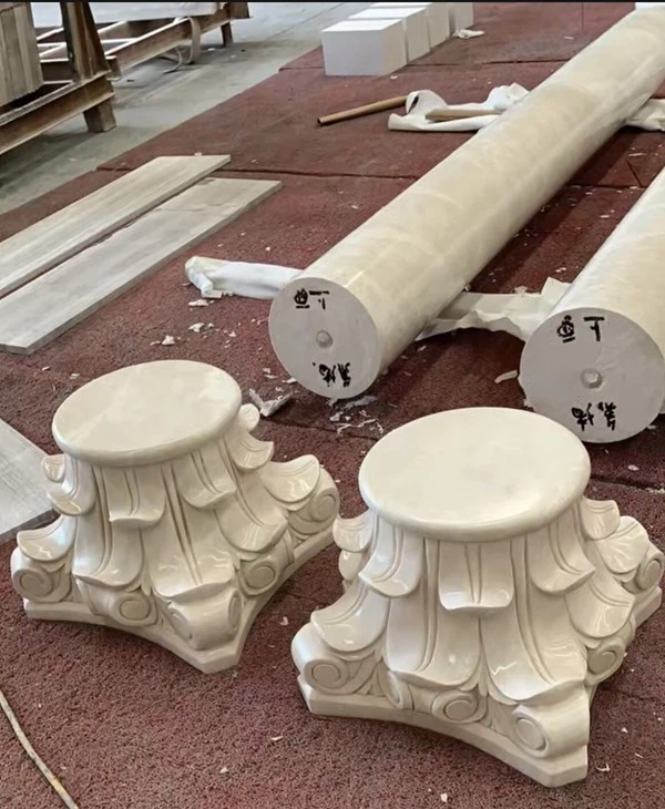 beige marble column pedestal